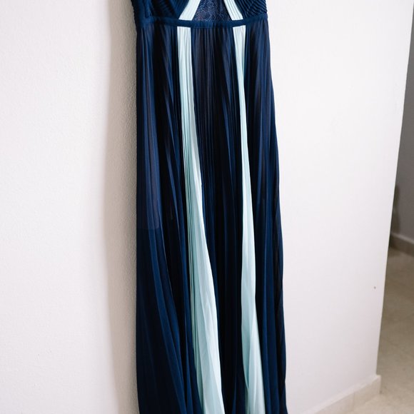 BCBG MAXAZRIA Maxi Pleated Evening Gown with Subtle Transparencies - Size 6 - Picture 2 of 13